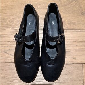 COS Women's Black Leather Loafers with Buckle
